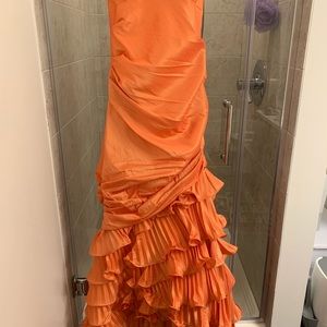Orange long full gown from Dalia MacPhee